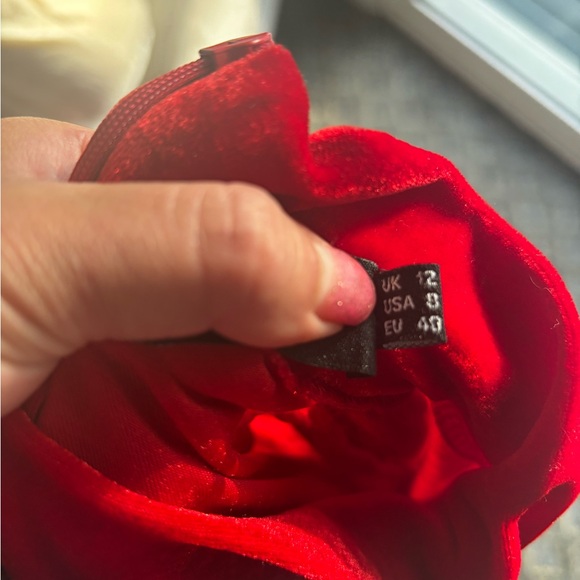 PrettyLittleThing Red Velvet Sequin Mini Dress Size 8 - Picture 5 of 5